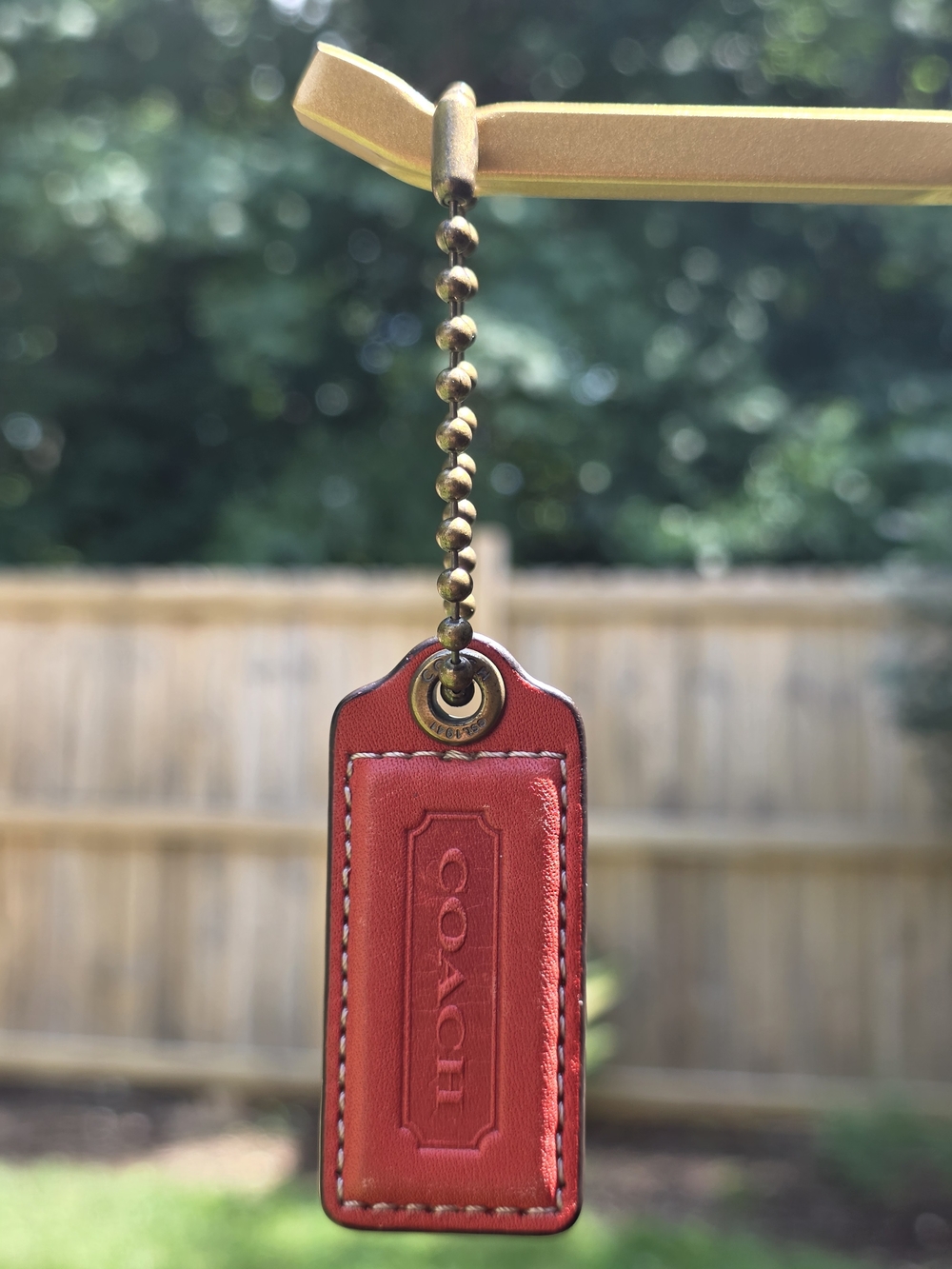 Coach 1941 Edition Red Leather Hangtag W/brass Ball Chain